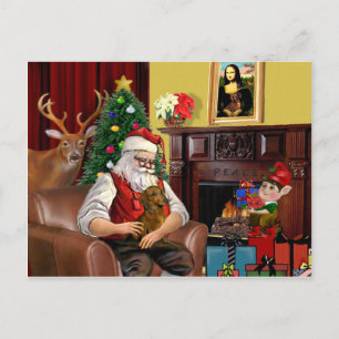 Cartes Pour Fêtes Annuelles Le teckel de Santa (b/r)