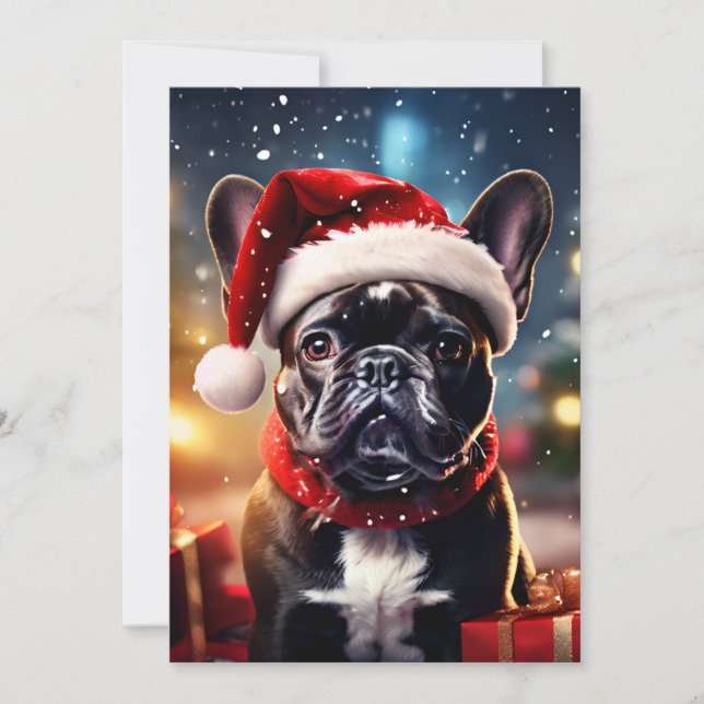Cartes Pour Fêtes Annuelles Le Téléchargement Instantané de Noël Bouledogue Fr (Devant)