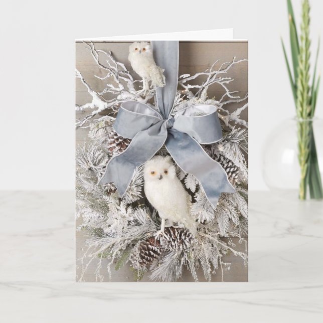 CARTES POUR FÊTES ANNUELLES **LE TEMPS DE CÉLÉBRER** DIT OWL COUPLE NOËL (Devant)