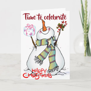 CARTES POUR FÊTES ANNUELLES **LE TEMPS DE CÉLÉBRER** DIT SNOWMAN C'EST NOËL