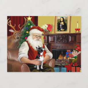 Cartes Pour Fêtes Annuelles Le terrier de Boston du Père Noël