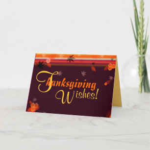 Cartes Pour Fêtes Annuelles Le thanksgiving souhaite (le blanc à l'intérieur)