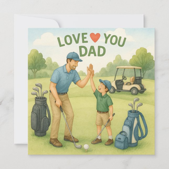 Cartes Pour Fêtes Annuelles Le thème du golf pour papa (Devant)