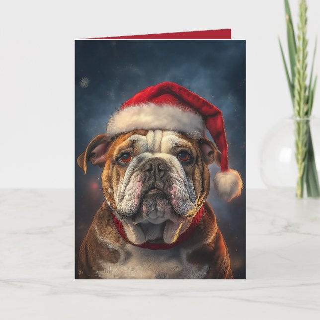 Cartes Pour Fêtes Annuelles "Le vœu de Noël de Bulldog" (Devant)