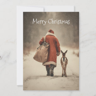 Cartes Pour Fêtes Annuelles Le voyage de Noël de Père Noël dans la forêt hiver