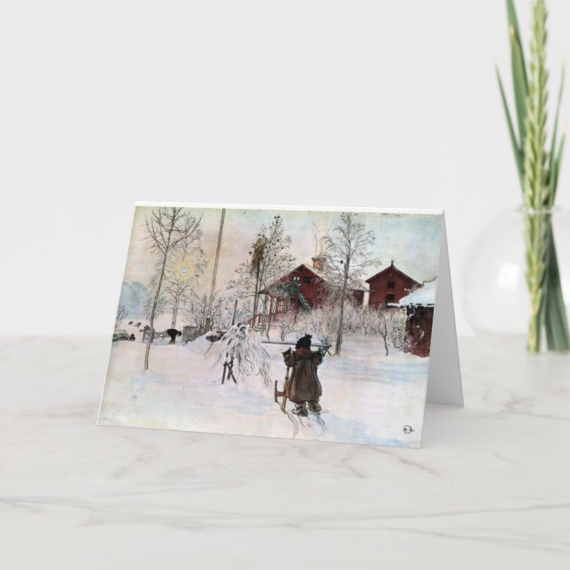 Cartes Pour Fêtes Annuelles "Le yard et le Lavage-House" par Carl Larsson (Devant)