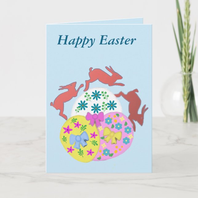 Cartes Pour Fêtes Annuelles Leaping Hares editable Easter (Devant)