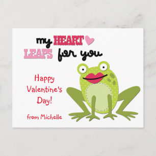 Cartes Pour Fêtes Annuelles Leaps cardiaques de la grenouille Valentine