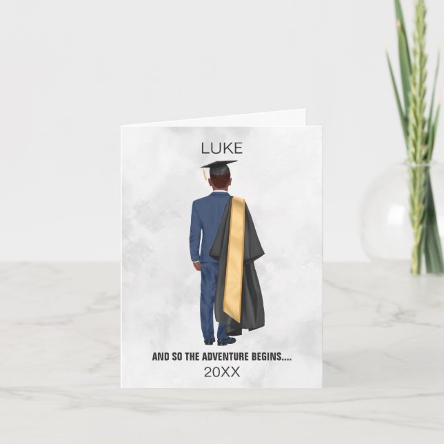 Cartes Pour Fêtes Annuelles Leavers d'études Gown & Casquette Man (Devant)