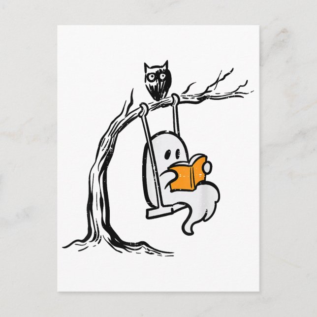 Cartes Pour Fêtes Annuelles Lecture de l'Halloween Ghost (Devant)