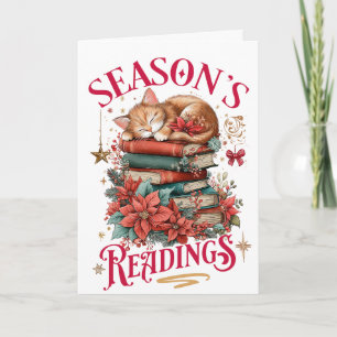 Cartes Pour Fêtes Annuelles Lectures de saison Chaton douillet 
