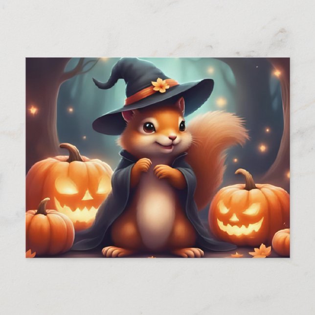 Cartes Pour Fêtes Annuelles L'écureuil d'Halloween et Jack O'Lantern (Devant)