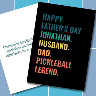 Cartes Pour Fêtes Annuelles Légende du Pickleball Fête des Pères Personnalisée