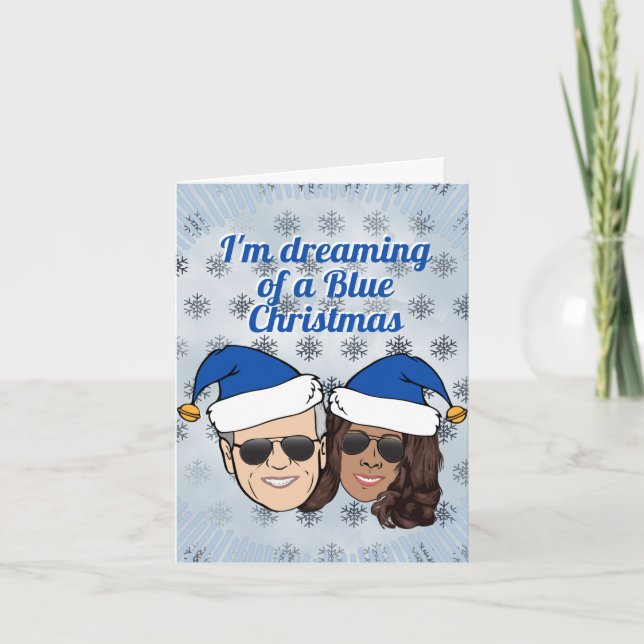 Cartes Pour Fêtes Annuelles L'élection de Biden Harris rêve d'un Noël bleu (Devant)