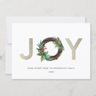 CARTES POUR FÊTES ANNUELLES L'ÉLÉGANTE HOLLY BERRY SILVER JOY WREATH NOËL