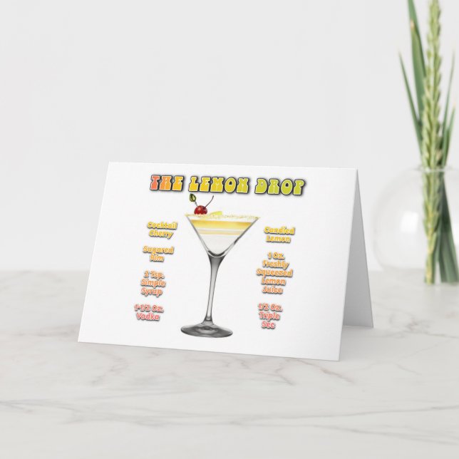 Cartes Pour Fêtes Annuelles LEMON DROP MARTINI Cocktail Recette Art (Devant)