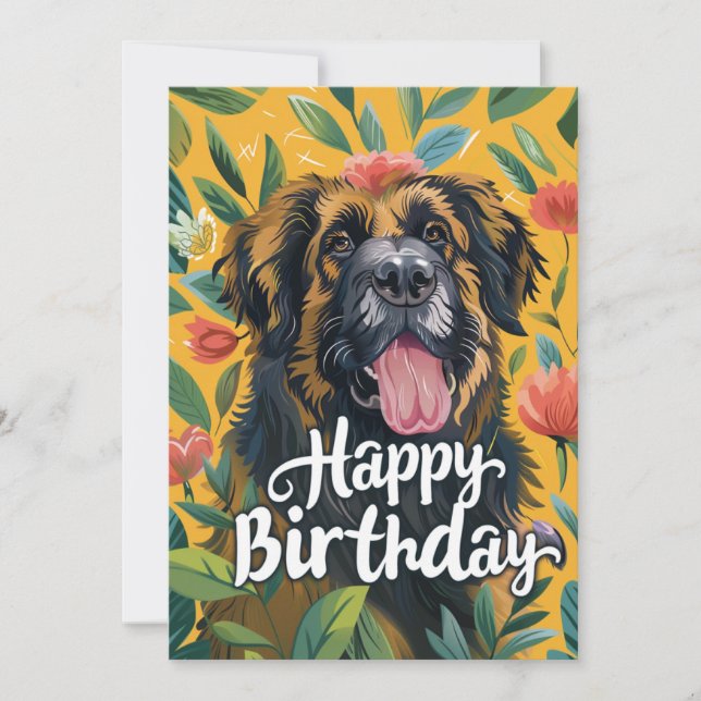 Cartes Pour Fêtes Annuelles Leonberger Chien Anniversaire (Devant)