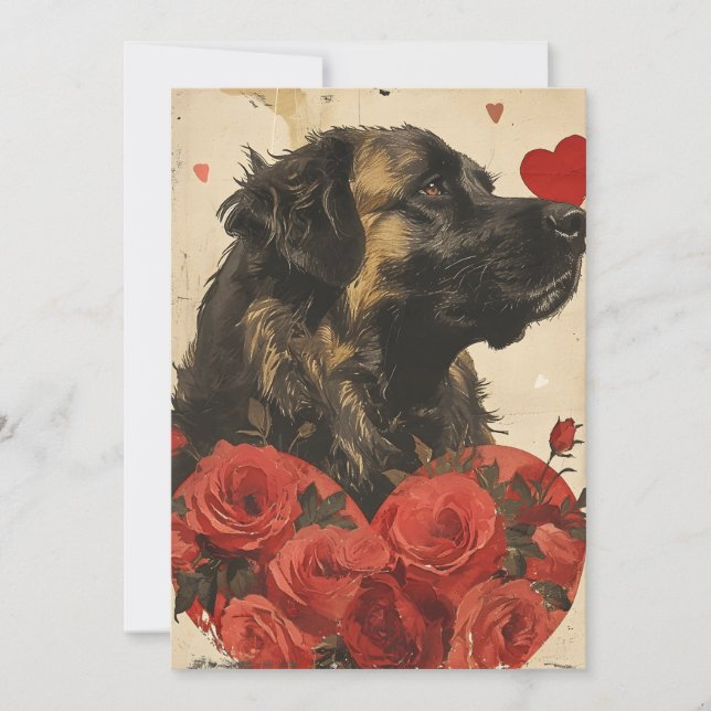 Cartes Pour Fêtes Annuelles Leonberger Saint-Valentin vintage (Devant)