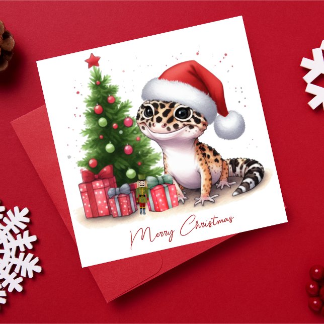 Cartes Pour Fêtes Annuelles Leopard Gecko Joyeux Noël (Créateur téléchargé)