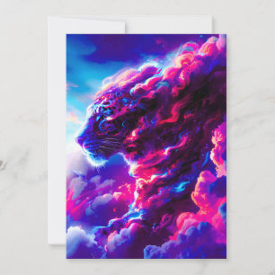 Cartes Pour Fêtes Annuelles Léopard néon cosmique futuriste