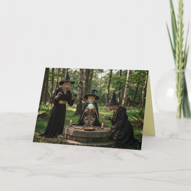 Cartes Pour Fêtes Annuelles Leopard Witch Halloween Card (Devant)