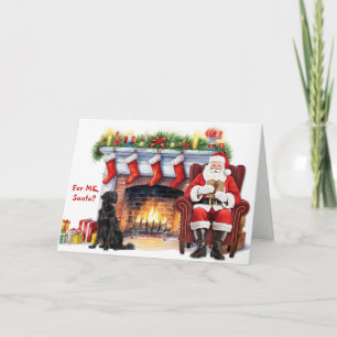 Cartes Pour Fêtes Annuelles L'épagneul retriever à poil plat de Noël du Père N