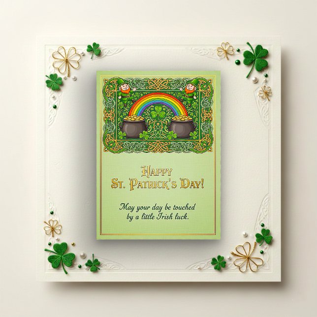 Cartes Pour Fêtes Annuelles Leprechaun Celtic Knot Rainbow St. Patrick’s (Créateur téléchargé)