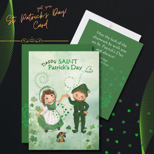 Cartes Pour Fêtes Annuelles Leprechaun danse avec Irish Girl Lefton inspirée