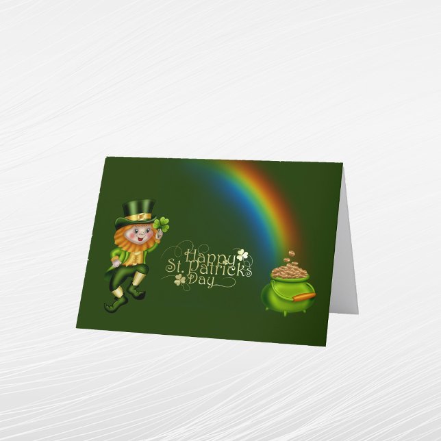 Cartes Pour Fêtes Annuelles Leprechaun Green Pot Gold Rainbow Jour de la Saint (Créateur téléchargé)