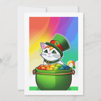 Cartes Pour Fêtes Annuelles Leprechaun Rainbow Cat