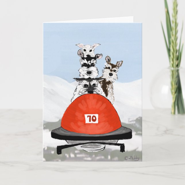 Cartes Pour Fêtes Annuelles L'équipe de Bobsleighing de Schnauzer (Devant)
