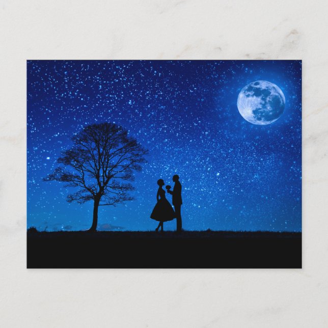 Cartes Pour Fêtes Annuelles Les amoureux en pleine lune (Devant)