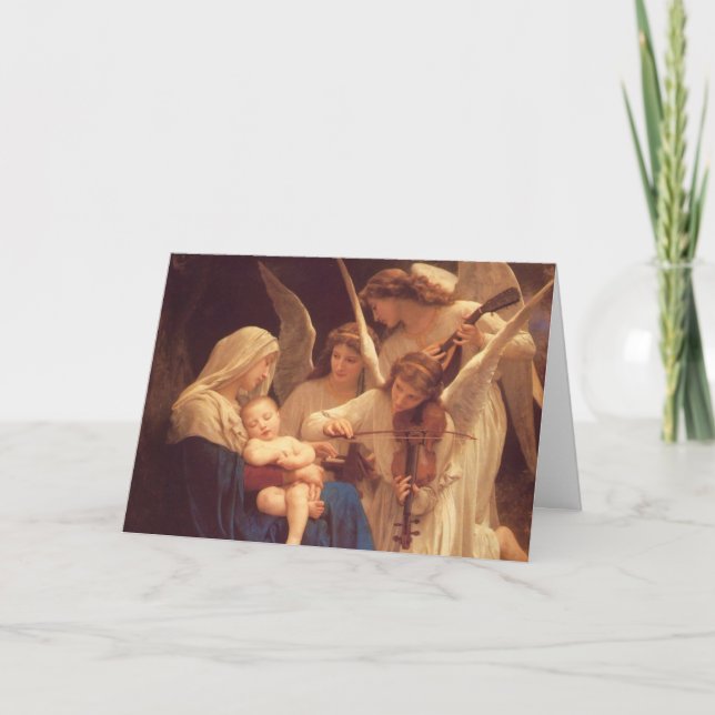 Cartes Pour Fêtes Annuelles Les anges vénèrent le Christ enfant par Bougereau (Devant)