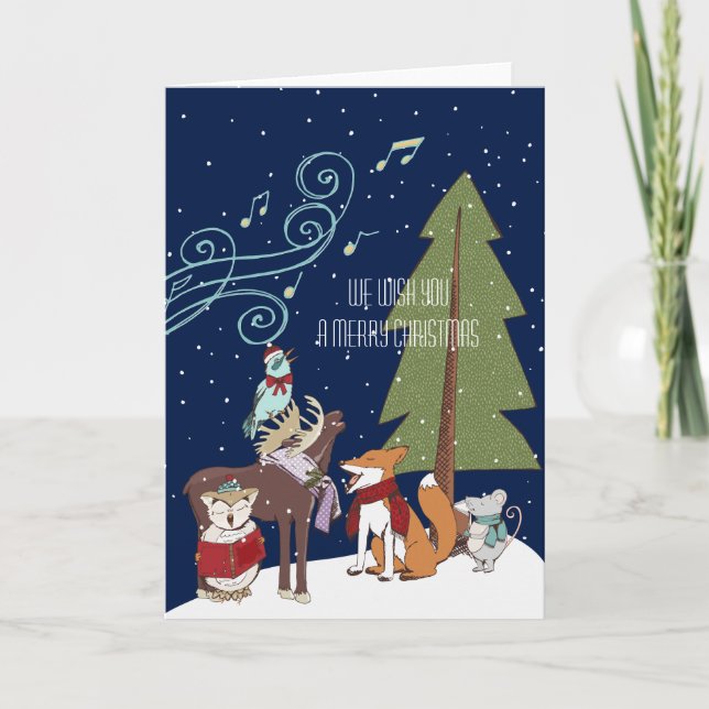 Cartes Pour Fêtes Annuelles Les animaux des bois Noël (Devant)