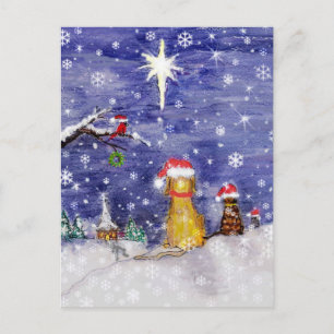 Cartes Pour Fêtes Annuelles Les animaux Noël Même Aquarelle Art