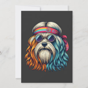 Cartes Pour Fêtes Annuelles Les années 1960 hippie chien visage animaux drôles