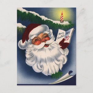 Cartes Pour Fêtes Annuelles les années 50 Retro Jolly Santa Claus, Noël Vintag