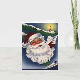 Cartes Pour Fêtes Annuelles les années 50 Retro Jolly Santa Claus, Noël Vintag
