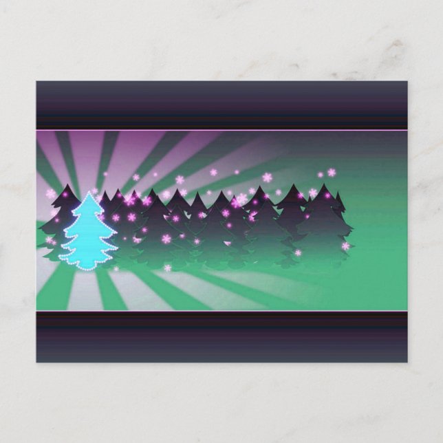 Cartes Pour Fêtes Annuelles Les arbres de Noël dans les tons verts (Devant)