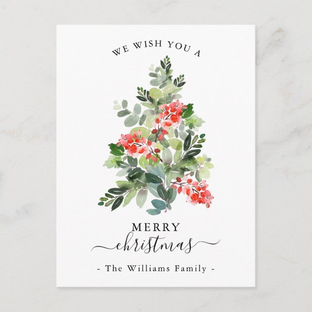 Cartes Pour Fêtes Annuelles Les baies rouges et les arbres de Noël Holly (Devant)