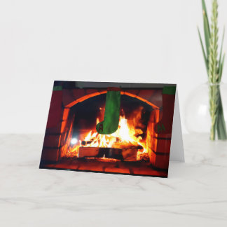 Cartes Pour Fêtes Annuelles Les bas accrochés par un feu virtuel