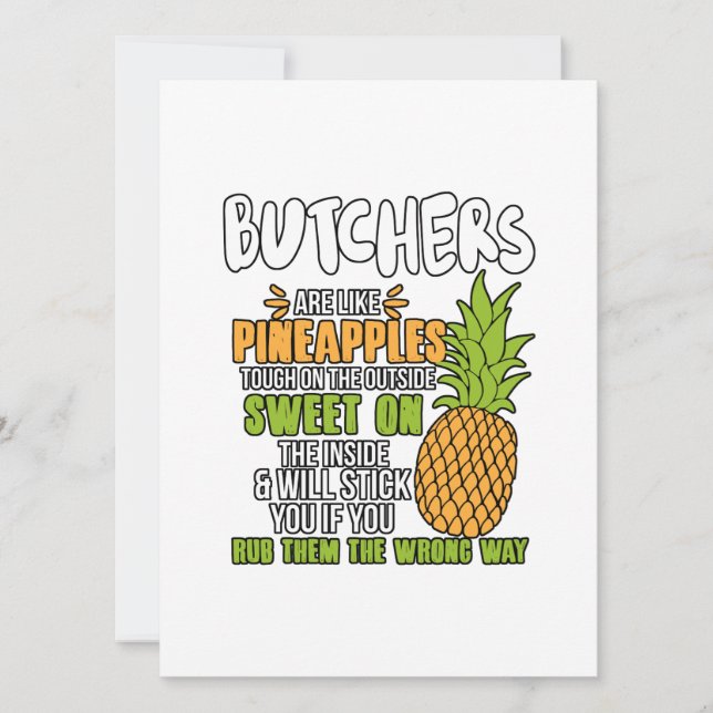 Cartes Pour Fêtes Annuelles Les Bouchers Sont Comme Des Ananas. (Devant)