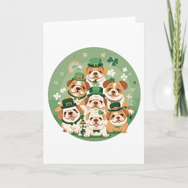 Cartes Pour Fêtes Annuelles Les bouledogues anglais de la Saint-Patrick (Devant)