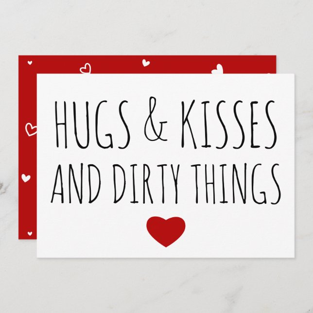 Cartes Pour Fêtes Annuelles Les câlins et les baisers et les choses sales drôl (Devant / Derrière)