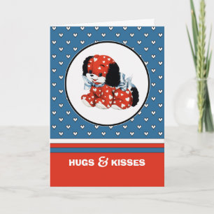 Cartes Pour Fêtes Annuelles Les câlins et les baisers. Vintage Puppy Valentine