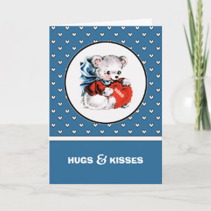 Cartes Pour Fêtes Annuelles Les câlins et les baisers. Vintage Teddy Bear Sain