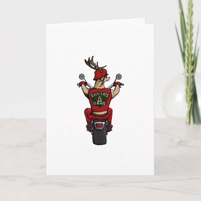 Cartes Pour Fêtes Annuelles Les cerfs communs de Père Noël montant un vélo (Devant)