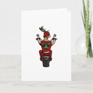 Cartes Pour Fêtes Annuelles Les cerfs communs de Père Noël montant un vélo