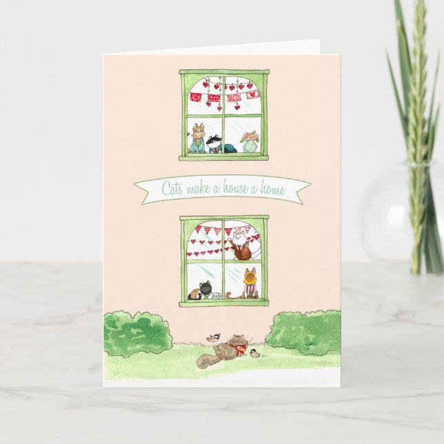 Cartes Pour Fêtes Annuelles Les chats font de la maison une maison valentine (Devant)