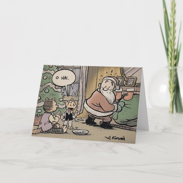 Cartes Pour Fêtes Annuelles Les chats hilarants volent Noël (Devant)